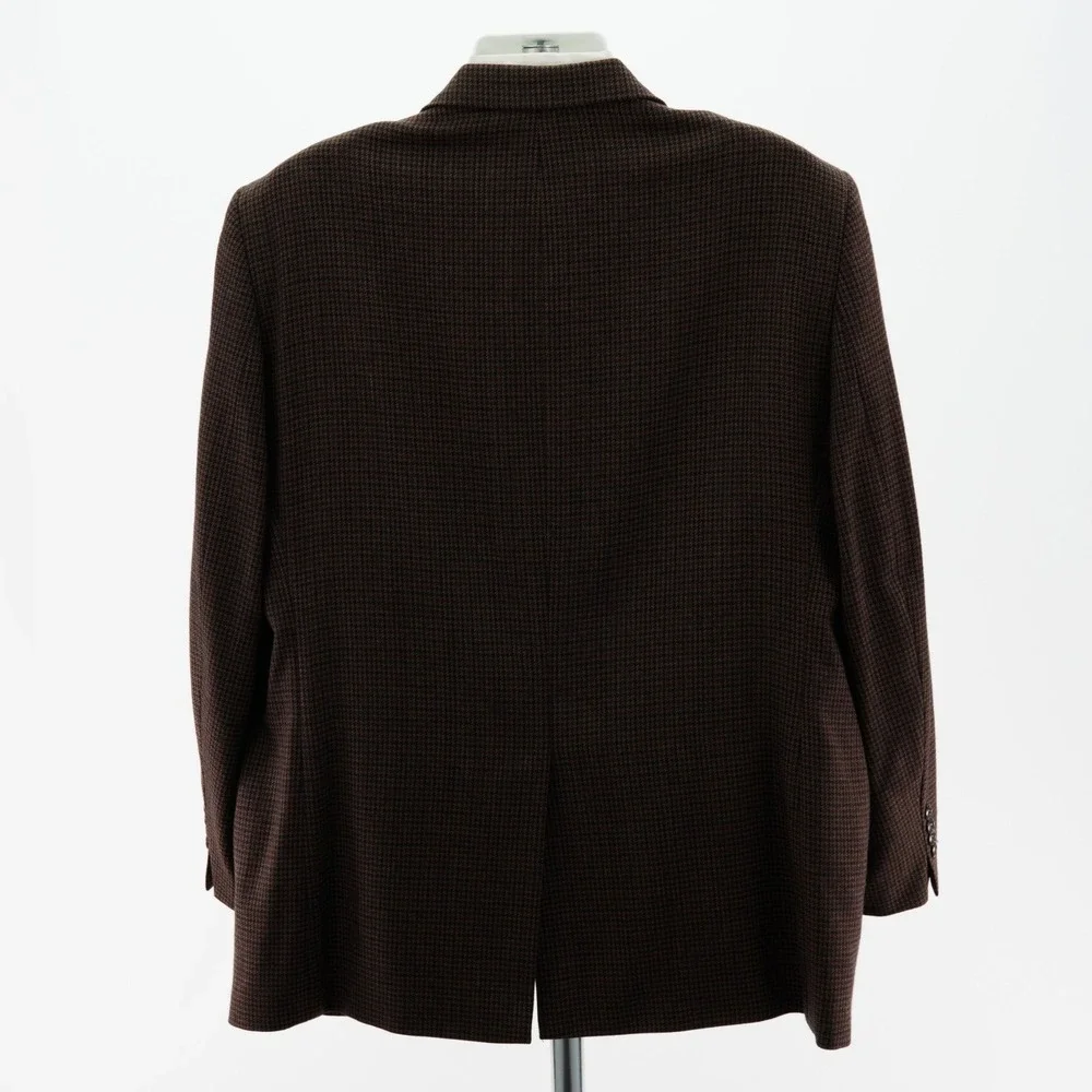 Joseph & Feiss International Lambswool Tweed Brown Tan Blue Check 48L Sport Coat
